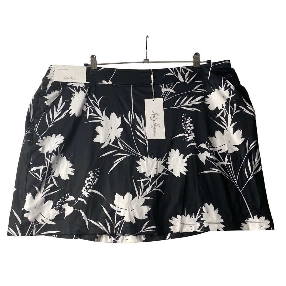 Lady Hagen 16" Flounce Skort Skirt Women Size XXL Floral Black Cocktail Hour NWT